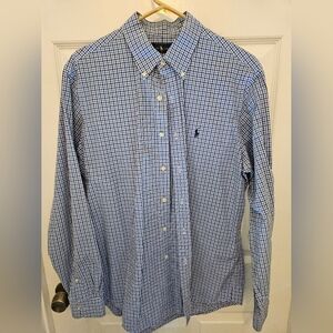 Polo Ralph Lauren Men’s Blue Long Sleeve Button Down Shirt Size L Checkered